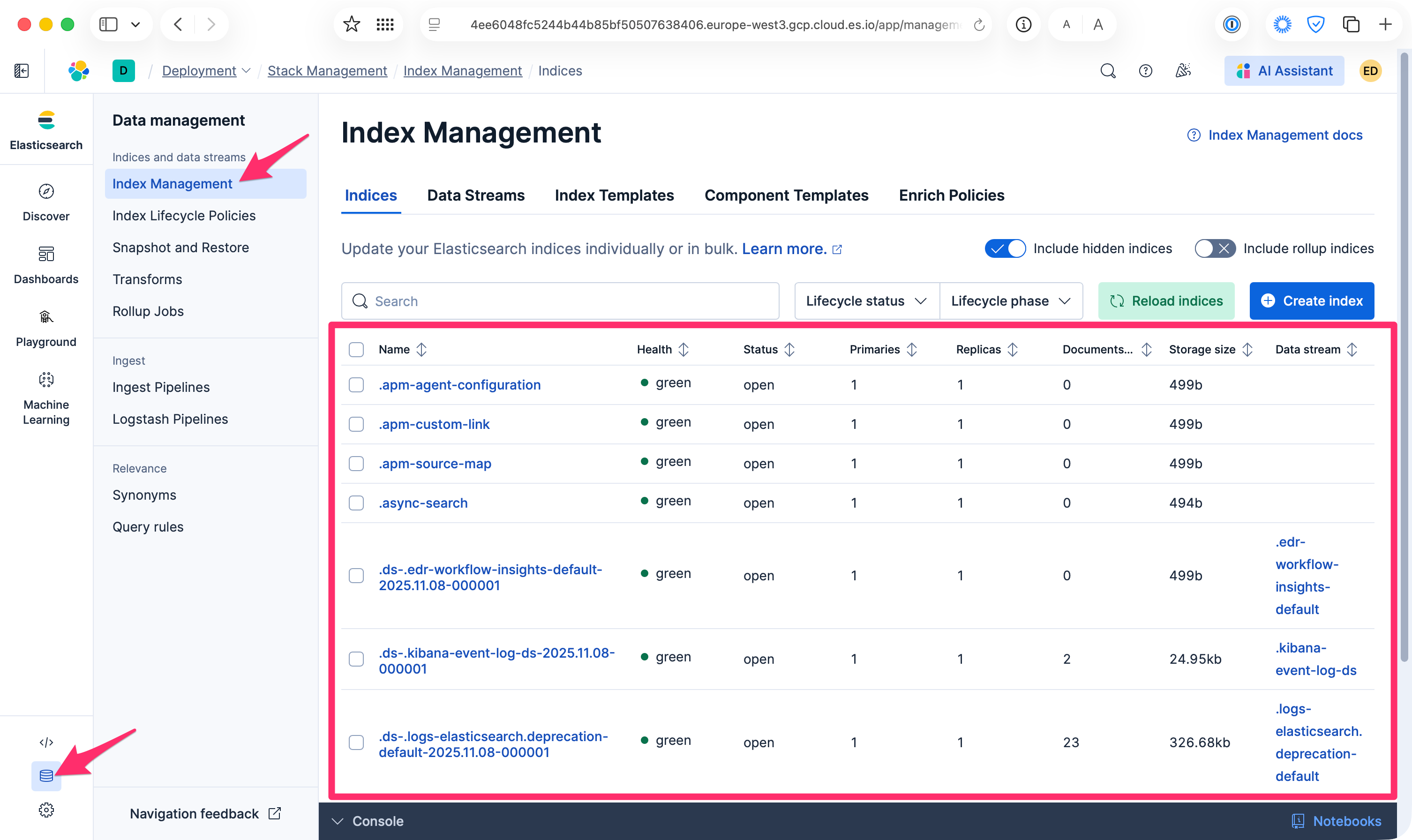 kibana-index-management